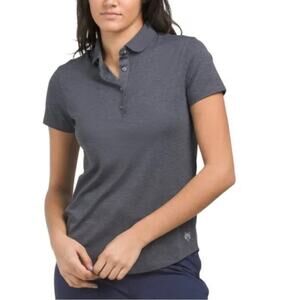 GREYSON Dark Grey Heather Scarlet Golf Polo Size L